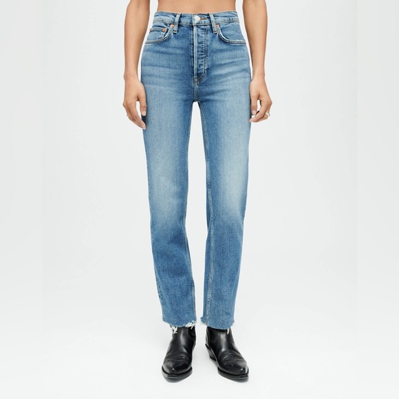 Re/Done Denim - NWT RE/DONE 70’s Ultra High Rise Stove Pipe Blue Jeans Size 30
